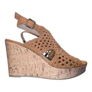 MUDD Cork Woven Wedge Platform Sandal sz 9